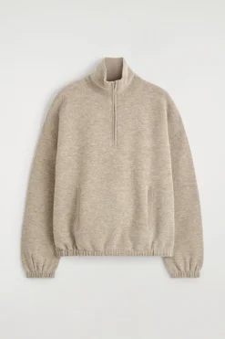 BOILED MERINO WOOL ZIP-UP SWEATER