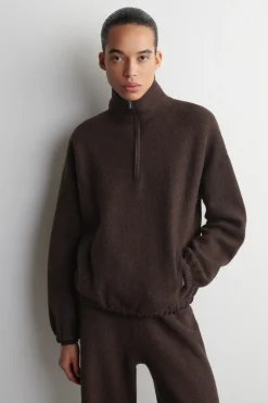 BOILED MERINO WOOL ZIP-UP SWEATER