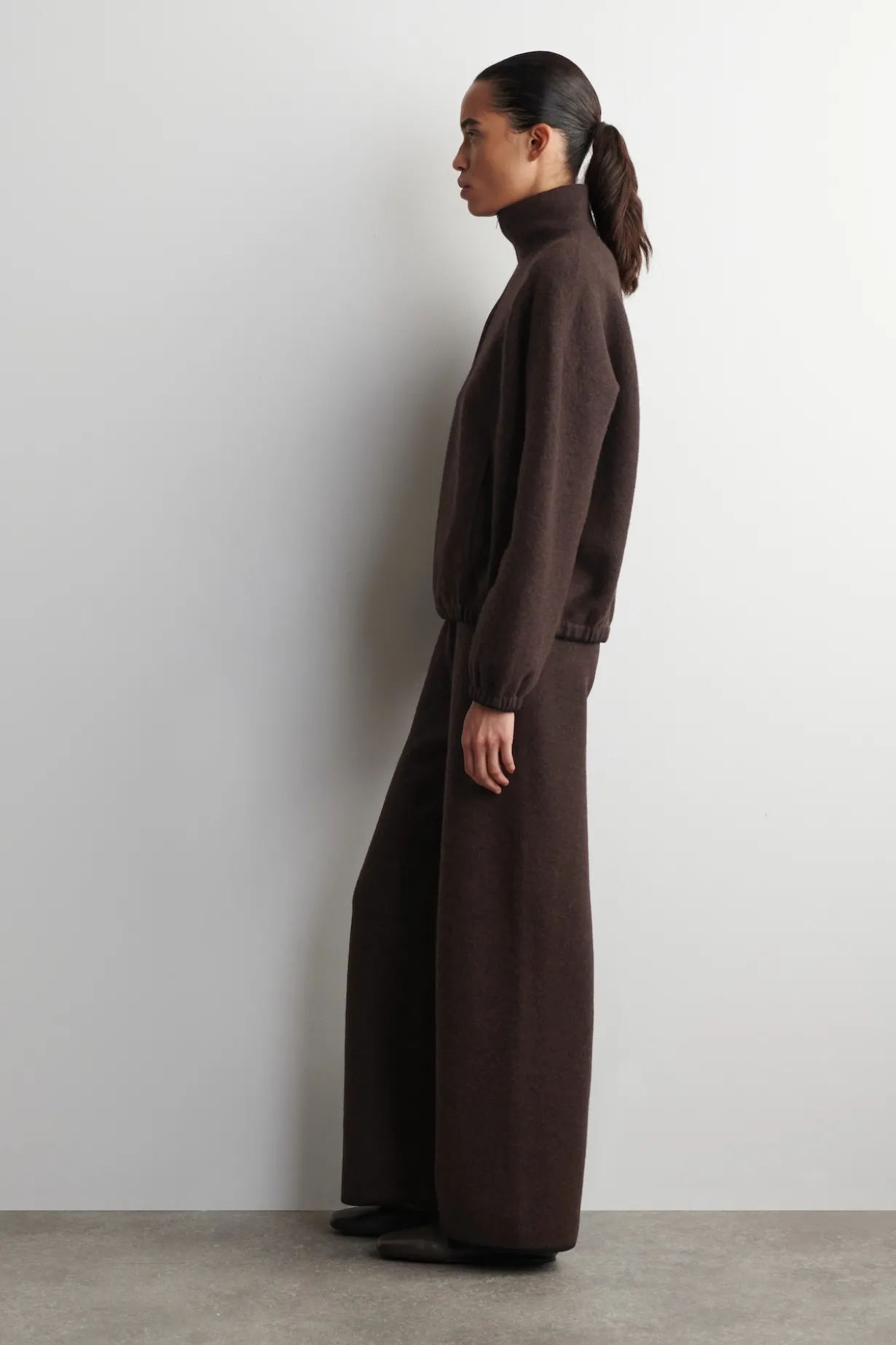 BOILED MERINO WOOL ZIP-UP SWEATER