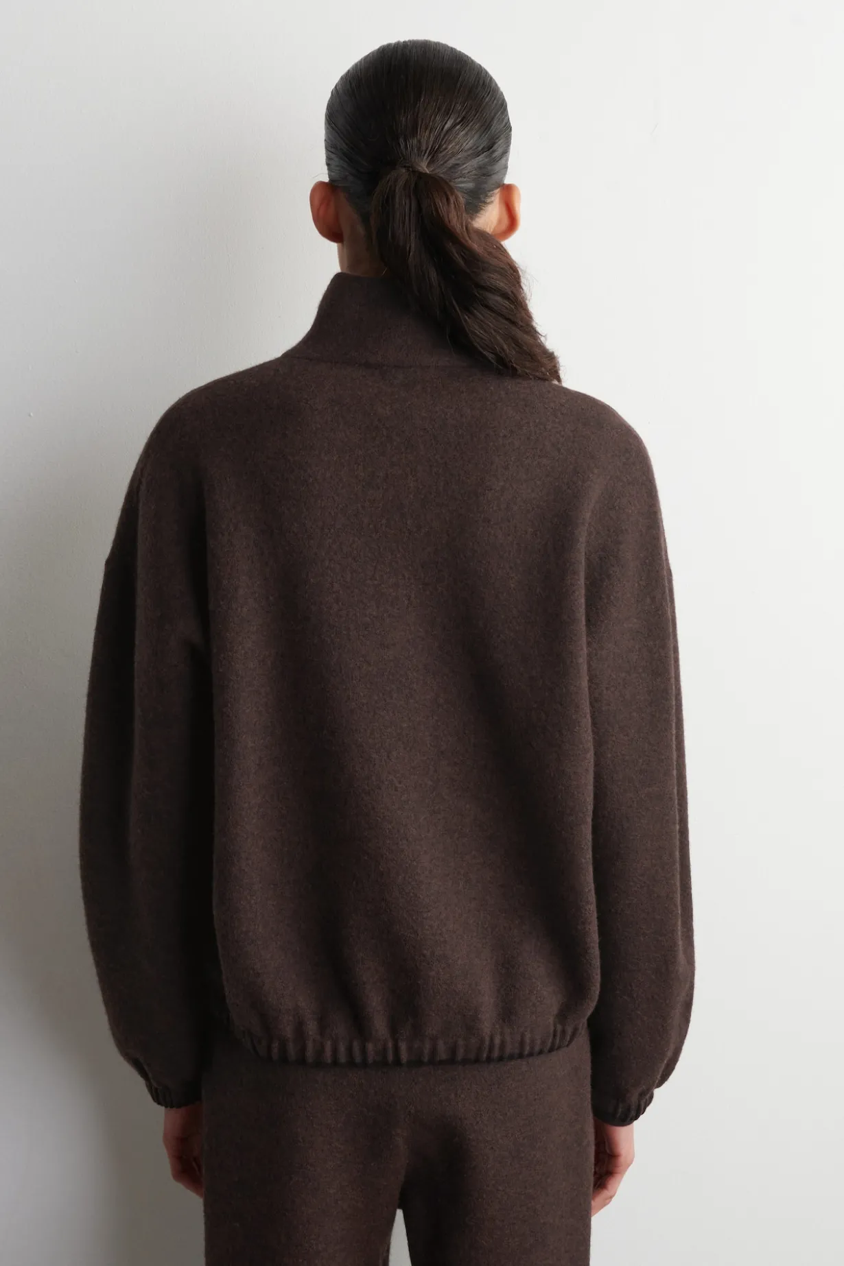 BOILED MERINO WOOL ZIP-UP SWEATER