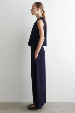 BOILED-WOOL BARREL-LEG PANTS