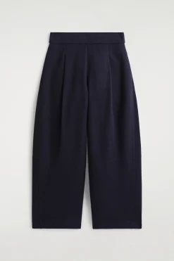 BOILED-WOOL BARREL-LEG PANTS
