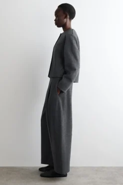 BOILED-WOOL BARREL-LEG PANTS