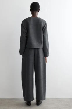 BOILED-WOOL BARREL-LEG PANTS