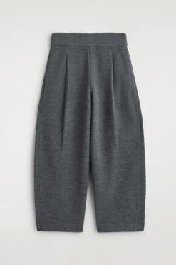 BOILED-WOOL BARREL-LEG PANTS