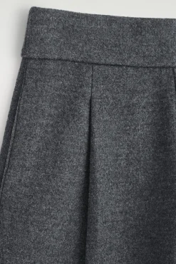 BOILED-WOOL BARREL-LEG PANTS