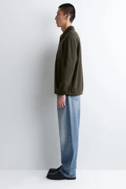 BOILED-WOOL ZIP-UP POLO SWEATER