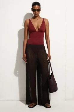 BONDED-SCUBA V-NECK SWIMSUIT