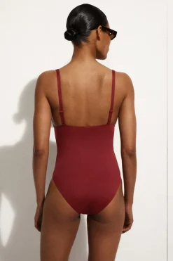 BONDED-SCUBA V-NECK SWIMSUIT