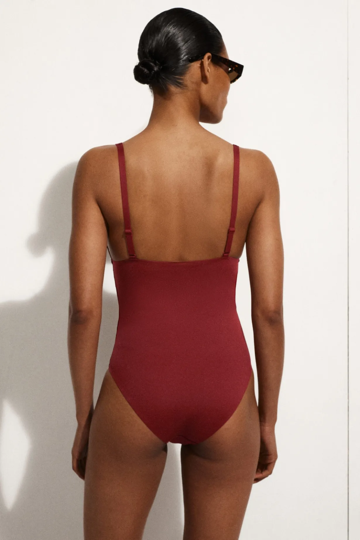 BONDED-SCUBA V-NECK SWIMSUIT