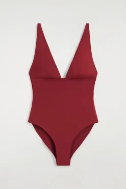 BONDED-SCUBA V-NECK SWIMSUIT