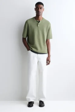 BOUCLÉ-KNIT HENLEY T-SHIRT
