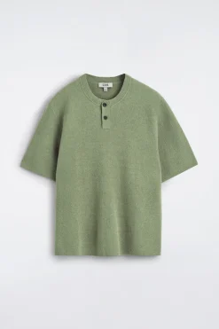 BOUCLÉ-KNIT HENLEY T-SHIRT