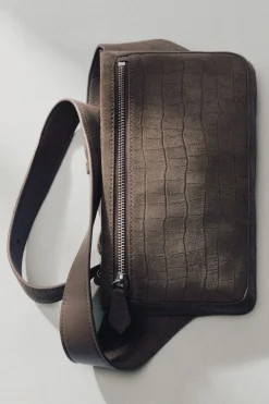 BRUNSWICK BELT BAG - CROC-EFFECT SUEDE