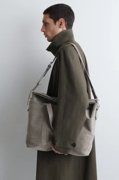 BRUNSWICK MESSENGER BAG - CROCODILE-EFFECT SUEDE