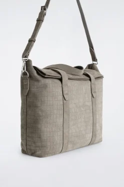 BRUNSWICK MESSENGER BAG - CROCODILE-EFFECT SUEDE