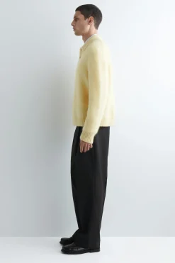 BRUSHED MOHAIR-BLEND POLO SWEATER