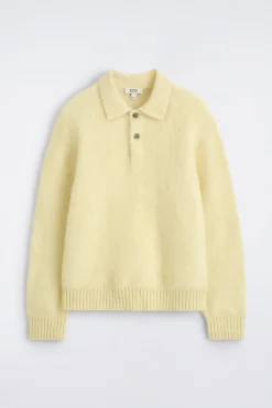 BRUSHED MOHAIR-BLEND POLO SWEATER