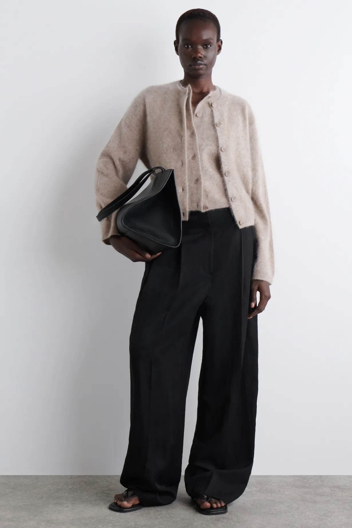 BRUSHED-CASHMERE CREW-NECK CARDIGAN