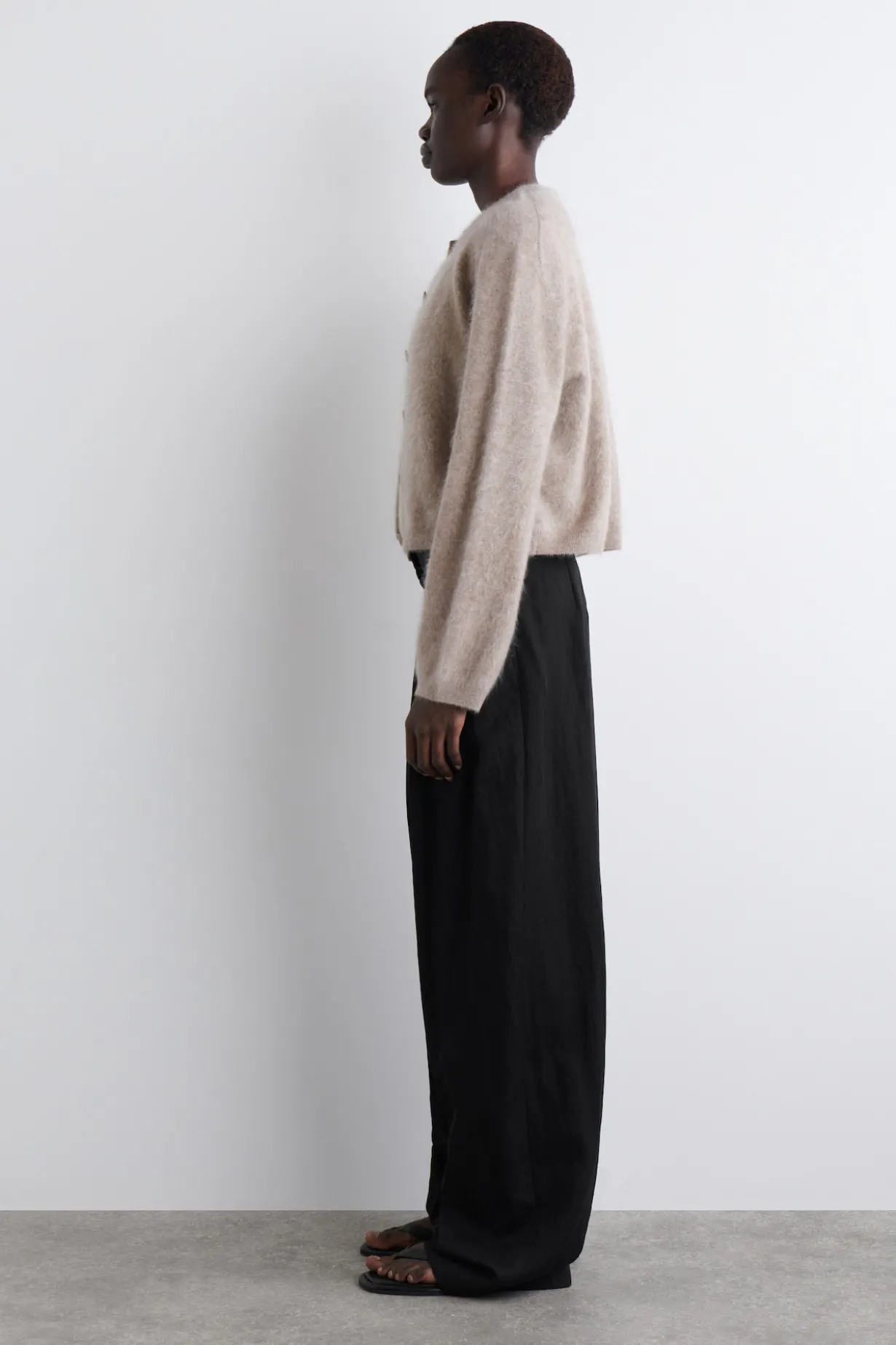 BRUSHED-CASHMERE CREW-NECK CARDIGAN