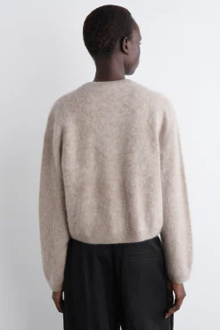 BRUSHED-CASHMERE CREW-NECK CARDIGAN