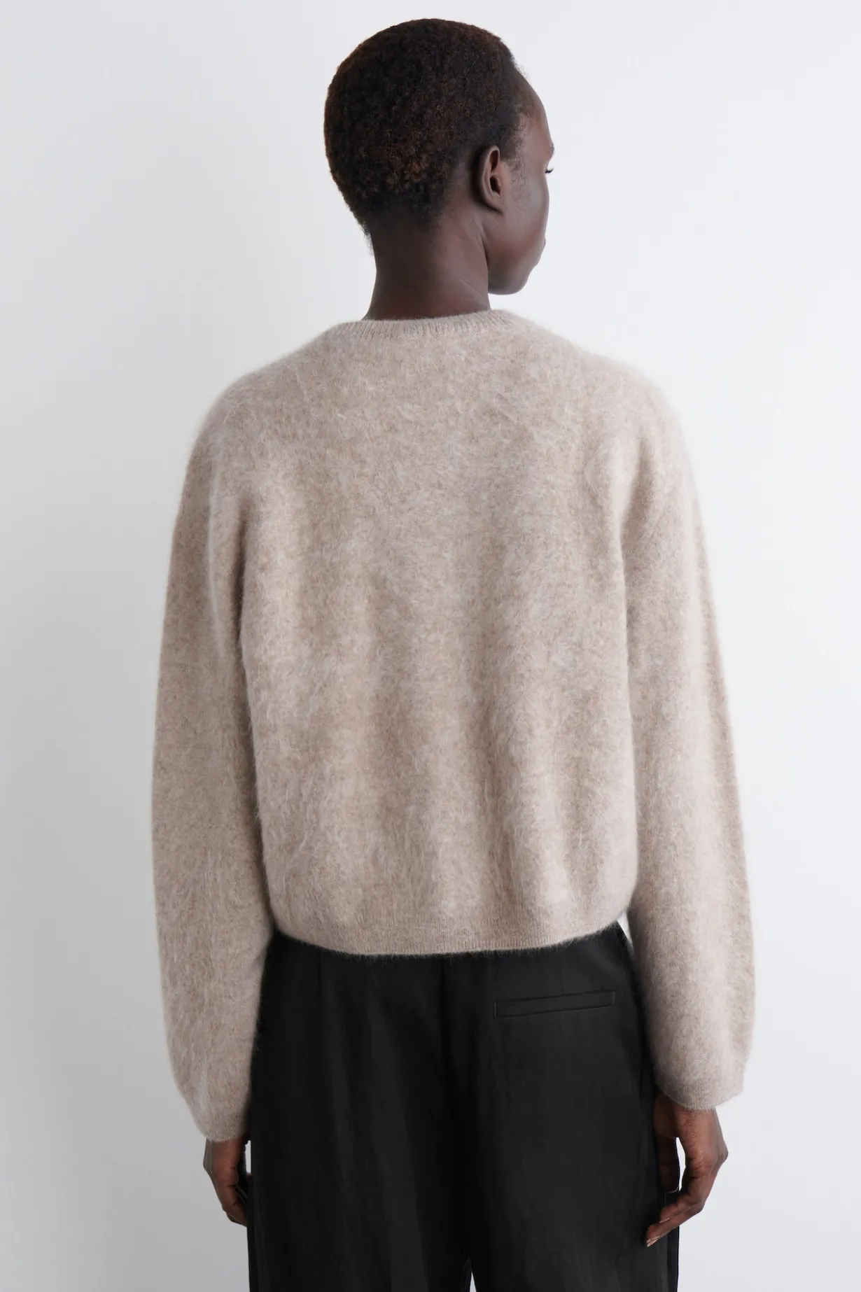 BRUSHED-CASHMERE CREW-NECK CARDIGAN