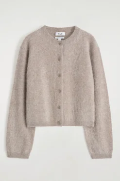 BRUSHED-CASHMERE CREW-NECK CARDIGAN