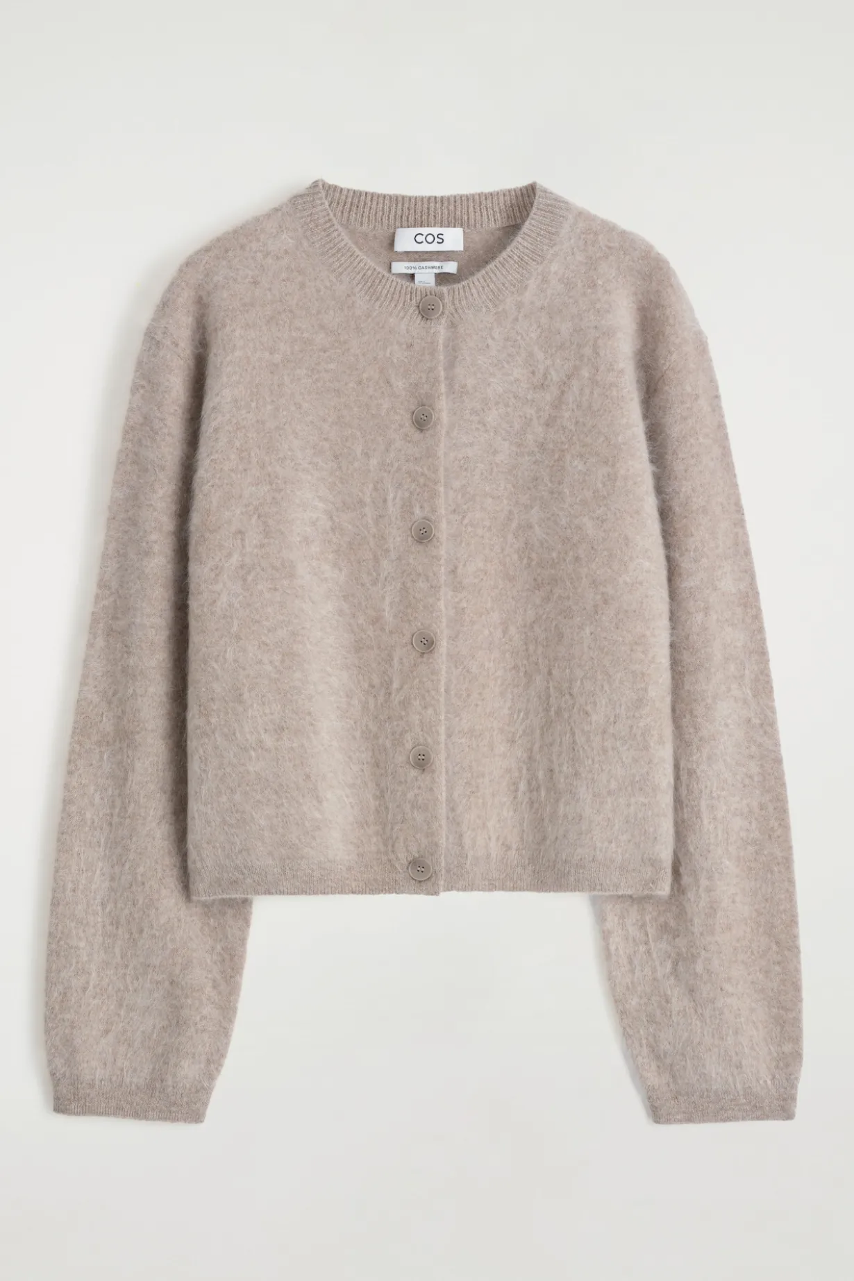 BRUSHED-CASHMERE CREW-NECK CARDIGAN