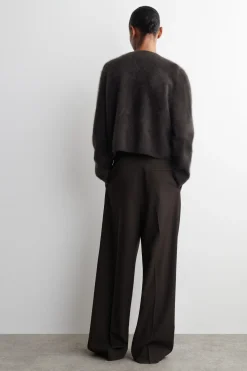 BRUSHED-CASHMERE CREW-NECK CARDIGAN