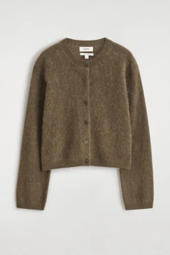 BRUSHED-CASHMERE CREW-NECK CARDIGAN