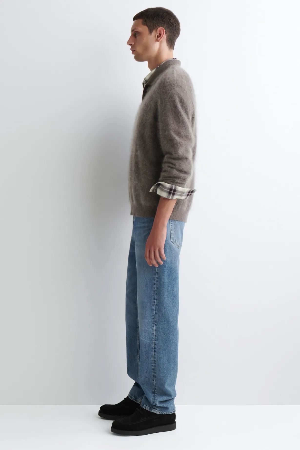 BRUSHED-CASHMERE POLO SWEATER
