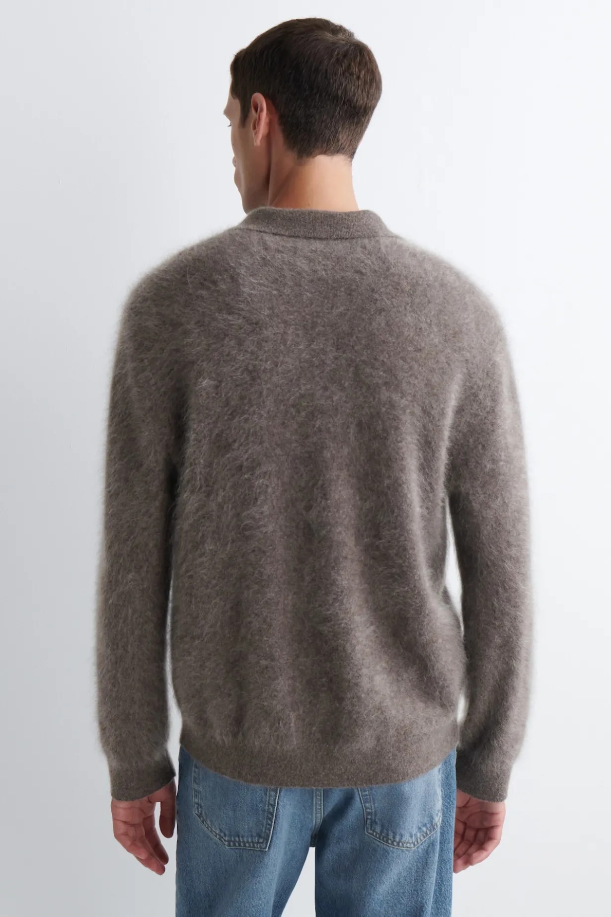 BRUSHED-CASHMERE POLO SWEATER