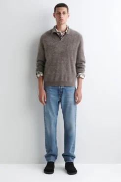 BRUSHED-CASHMERE POLO SWEATER