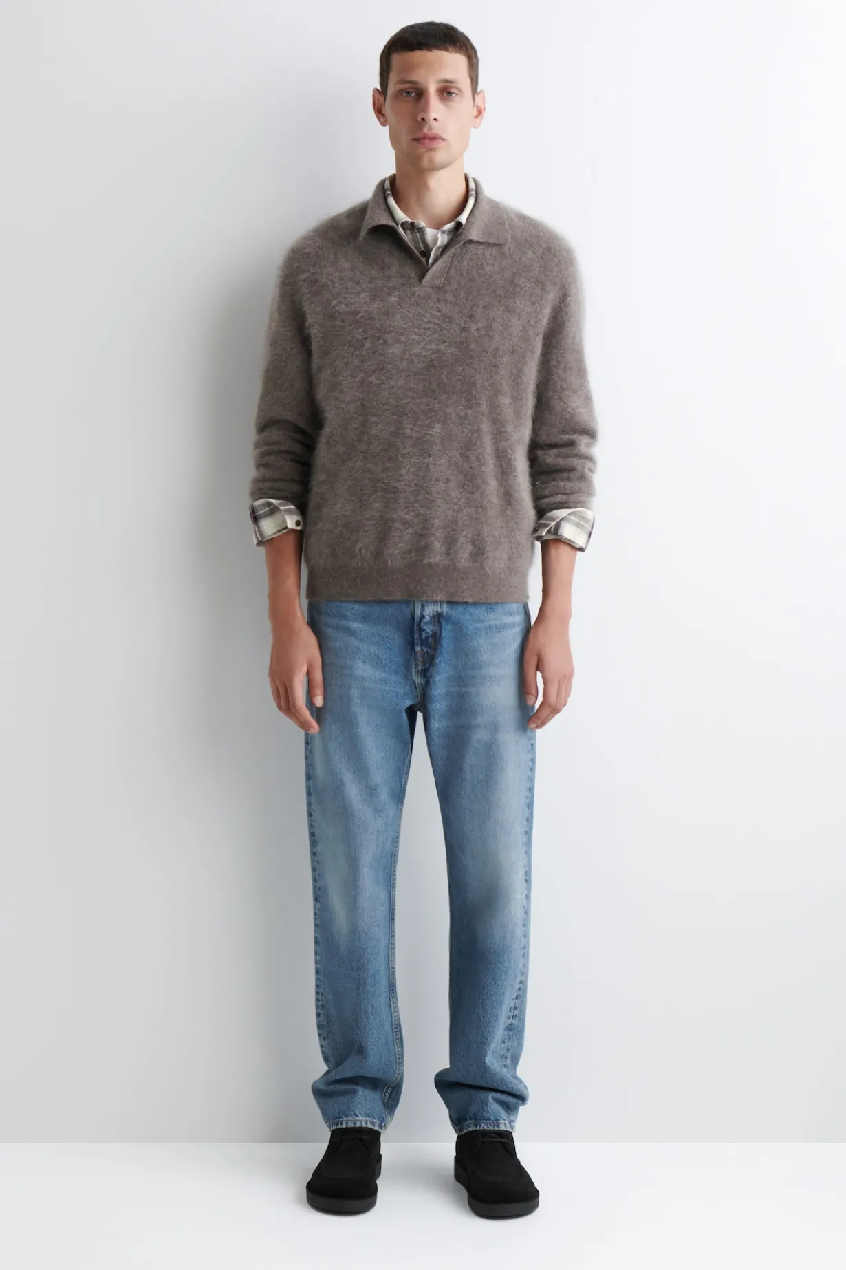 BRUSHED-CASHMERE POLO SWEATER