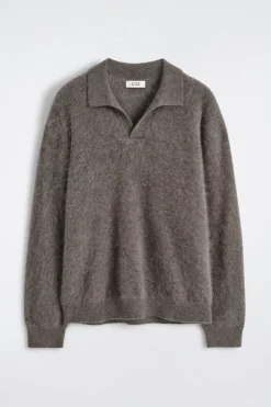 BRUSHED-CASHMERE POLO SWEATER