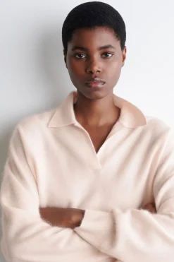 BRUSHED-CASHMERE POLO SWEATER