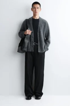 BRUSHED-CASHMERE V-NECK CARDIGAN