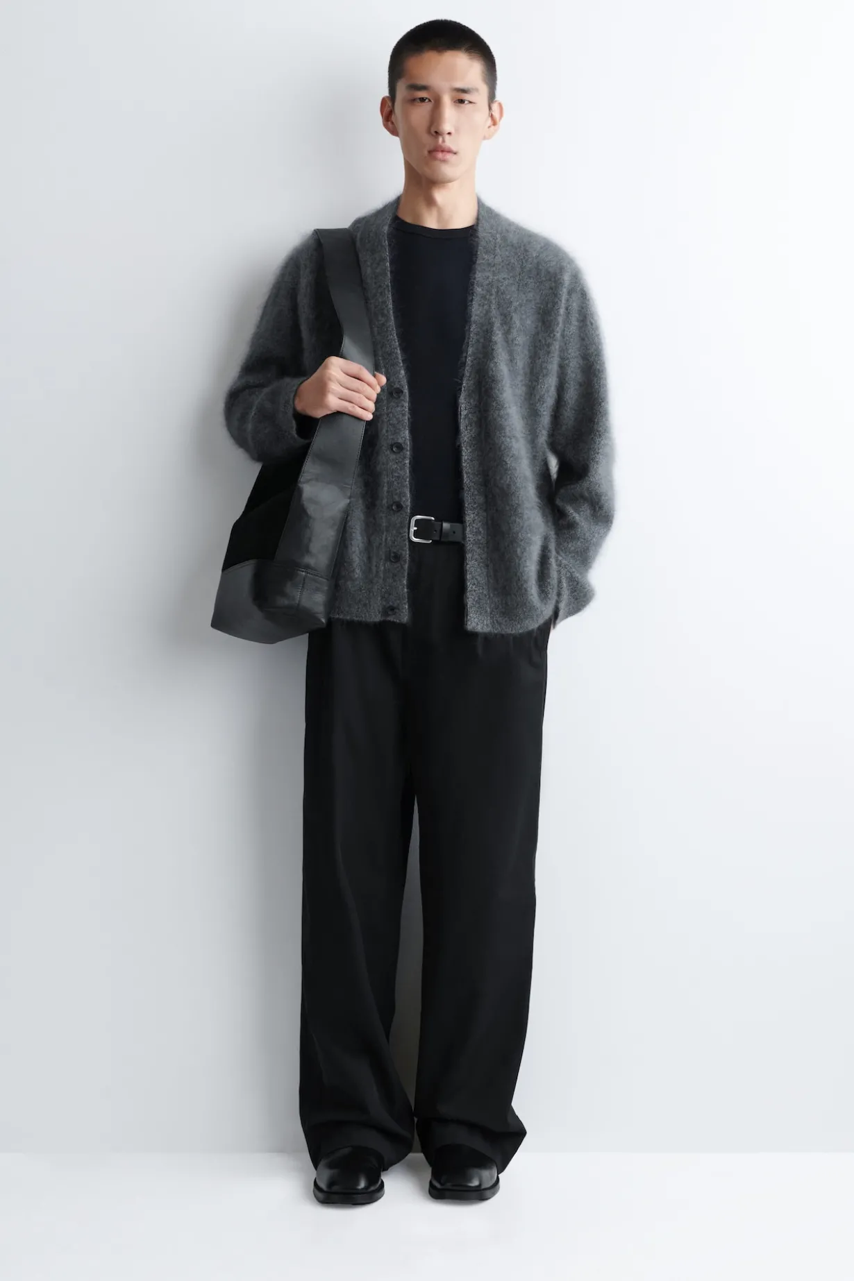 BRUSHED-CASHMERE V-NECK CARDIGAN