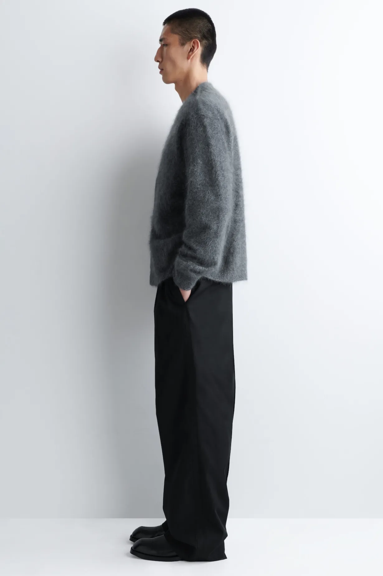 BRUSHED-CASHMERE V-NECK CARDIGAN