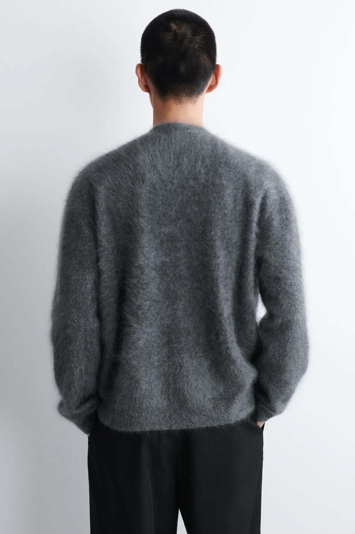 BRUSHED-CASHMERE V-NECK CARDIGAN