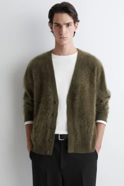 BRUSHED-CASHMERE V-NECK CARDIGAN
