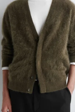 BRUSHED-CASHMERE V-NECK CARDIGAN