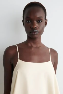 BUBBLE-HEM MIDI DRESS