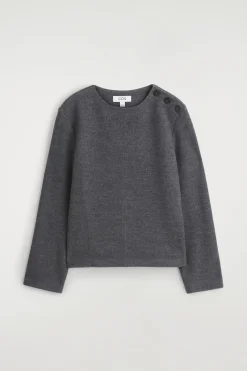 BUTTON-DETAIL BOILED-WOOL SWEATSHIRT