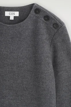 BUTTON-DETAIL BOILED-WOOL SWEATSHIRT