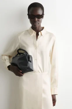 BUTTON-DOWN COLLAR SATIN SHIRT