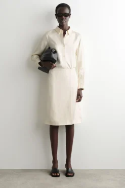 BUTTON-DOWN COLLAR SATIN SHIRT