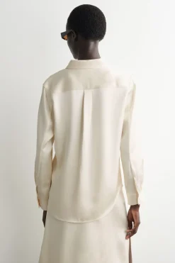 BUTTON-DOWN COLLAR SATIN SHIRT