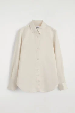 BUTTON-DOWN COLLAR SATIN SHIRT