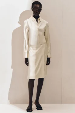 BUTTON-DOWN COLLAR SATIN SHIRT